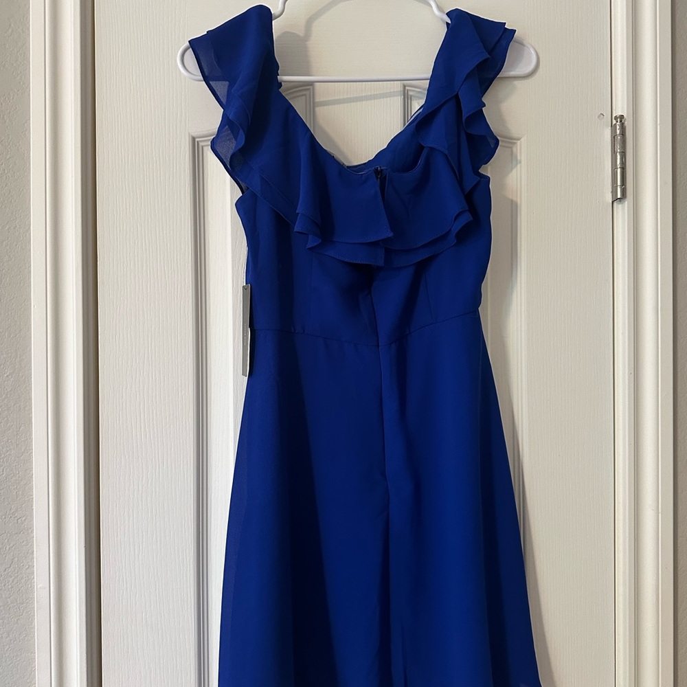 Lulu's Blue One Shoulder Ruffled Sundress - Picture 2 of 2